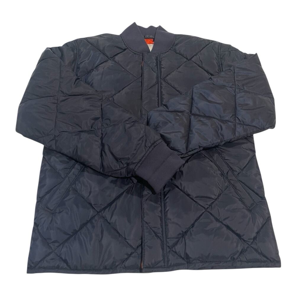 Free Assembly Men’s Navy Zipper Front Quilted Jacket Small